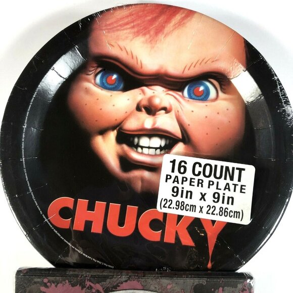 Chucky Childs Play 32 Piece Park Pack Plates Napkins Horror Movie Halloween NEW - Picture 3 of 7